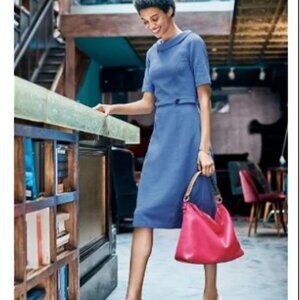 NWT Boden Betty Ottoman Dress Womens Blue Knee Length Career Palm Royale Size 12